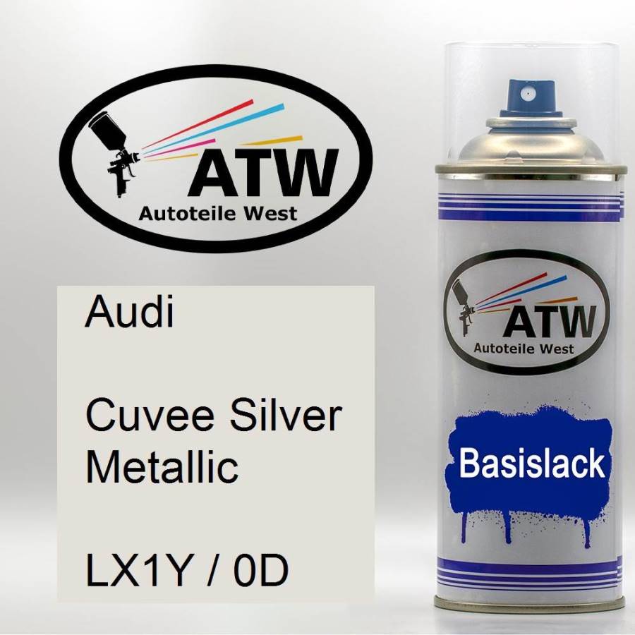 Audi, Cuvee Silver Metallic, LX1Y / 0D: 400ml Sprühdose, von ATW Autoteile West.